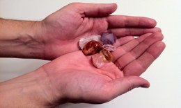 Hand holding crystals